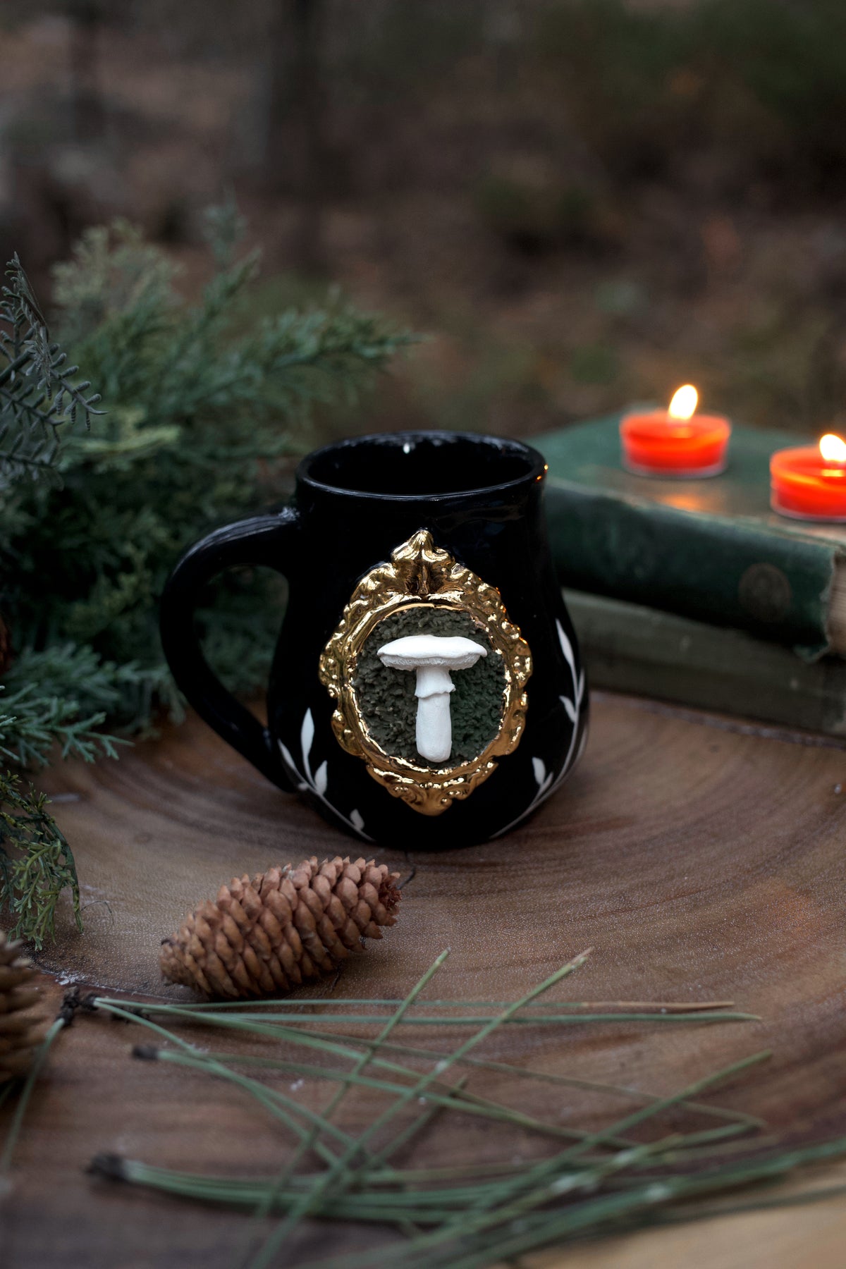 White Dapperling Mushroom Mug