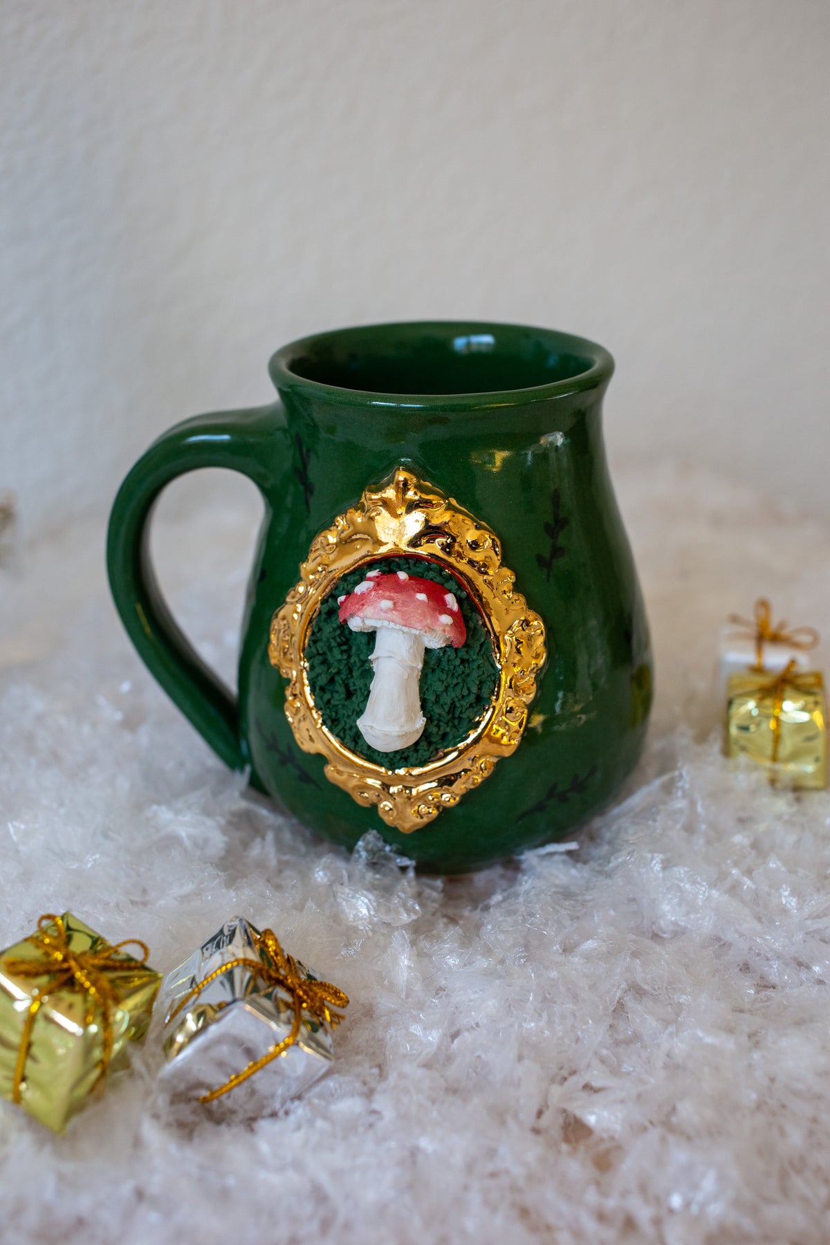 Holiday Green Mushroom Mug #1