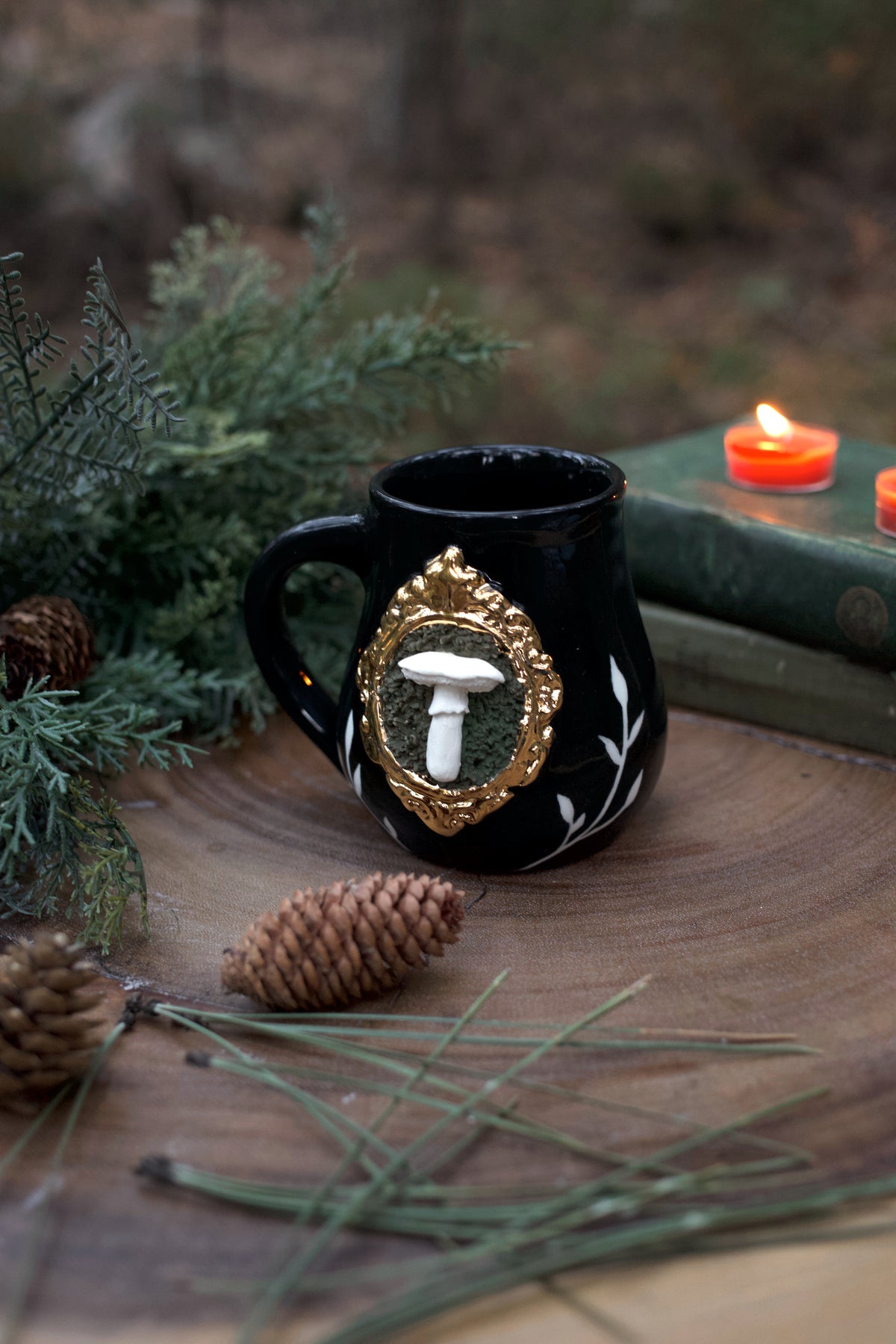 White Dapperling Mushroom Mug