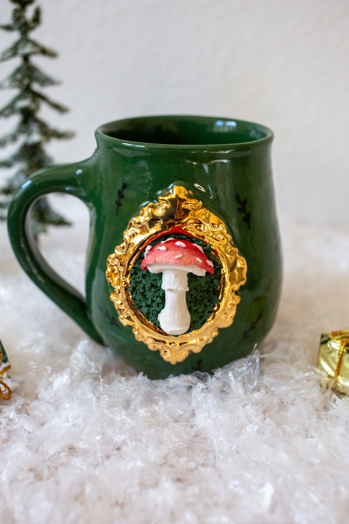 Holiday Green Mushroom Mug #2