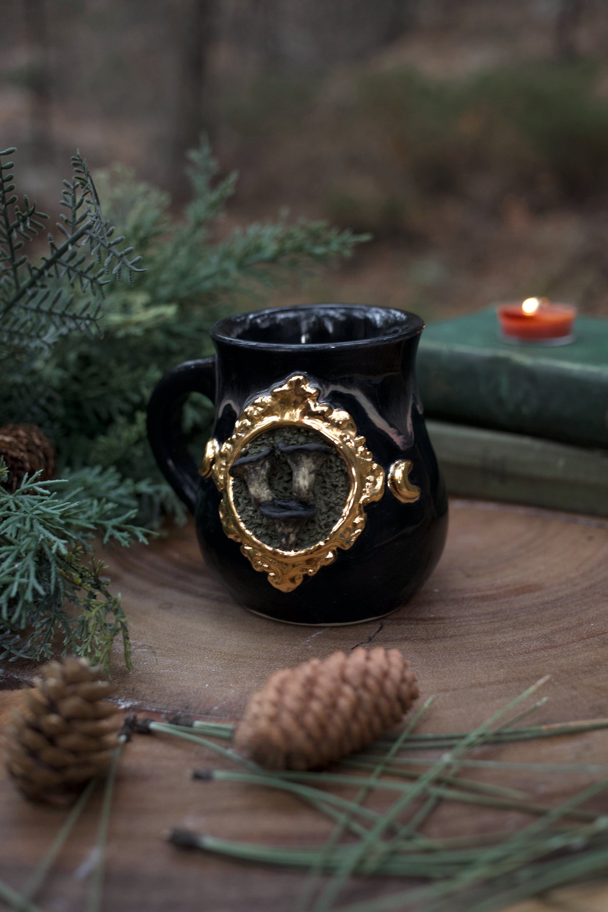 Black Trumpet Mushroom Moon Mug