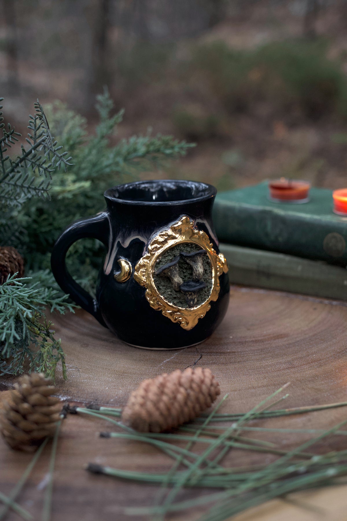 Black Trumpet Mushroom Moon Mug